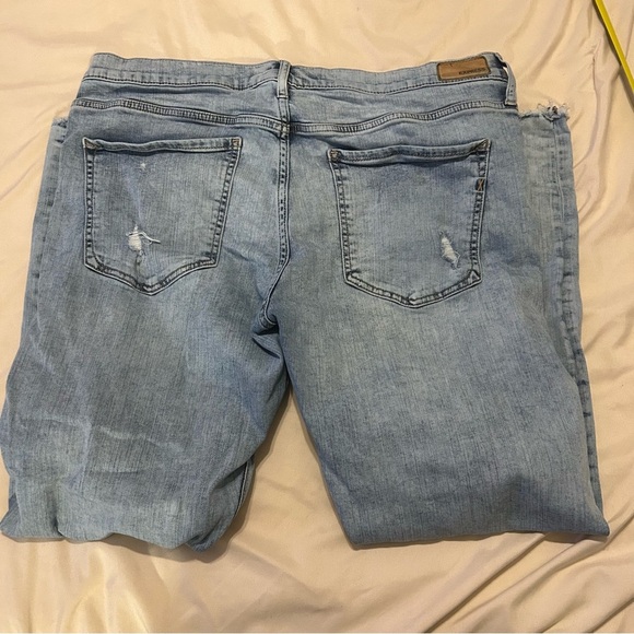 Express Skinny High Rise Jeans Women’s 14 Light Wash Distressed Button Fly - Picture 4 of 14